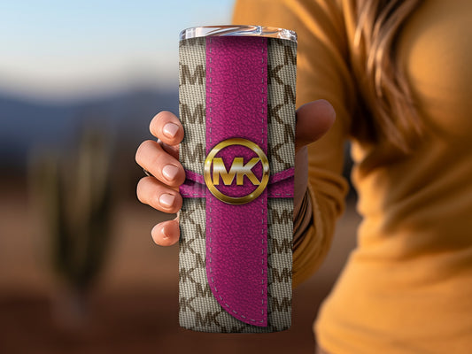 Stylish MK Branded Tumbler in Pink and Beige Colors