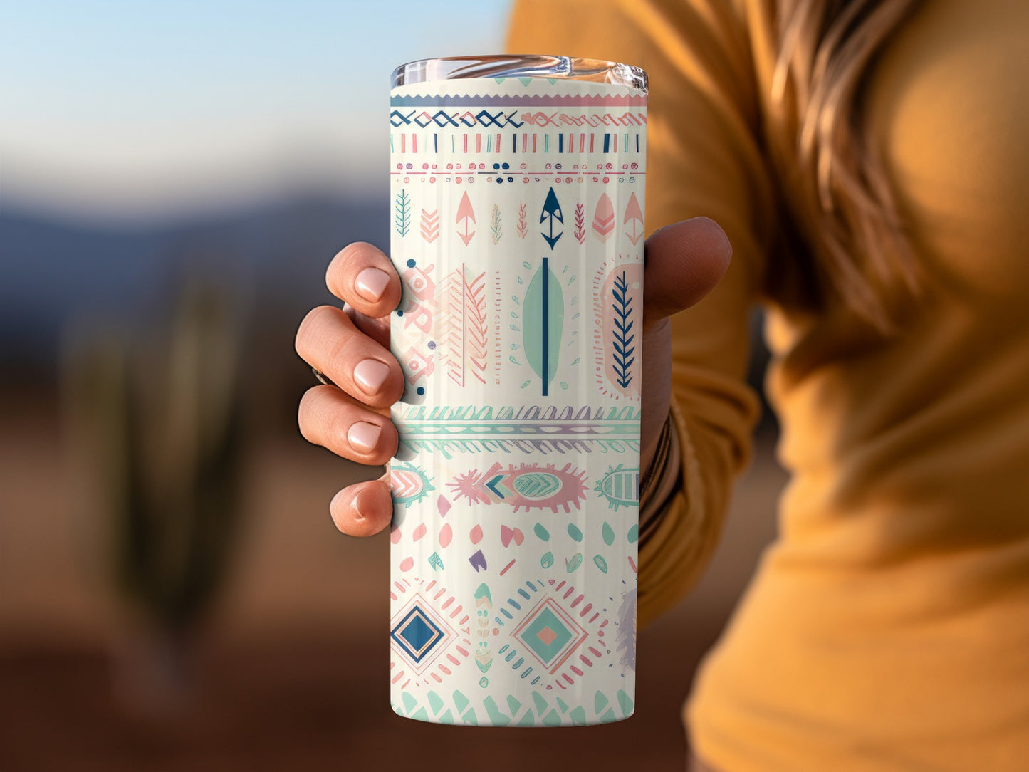 Handheld Insulated Tumbler with Colorful Patterns