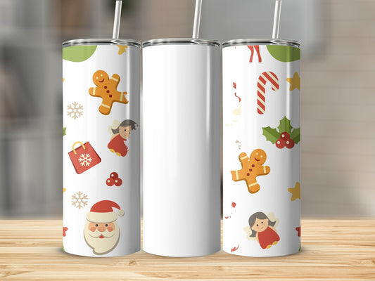Festive Holiday Themed Tumbler with Straw for Christmas