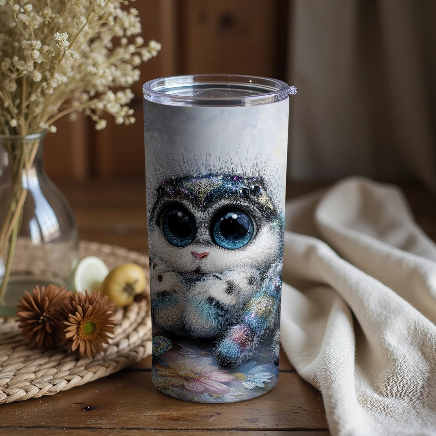 Cute Furry Blue-Eyed Kitten Tumbler for Beverages