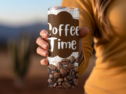 Coffee Time Coffee Beans Design Insulated Tumbler