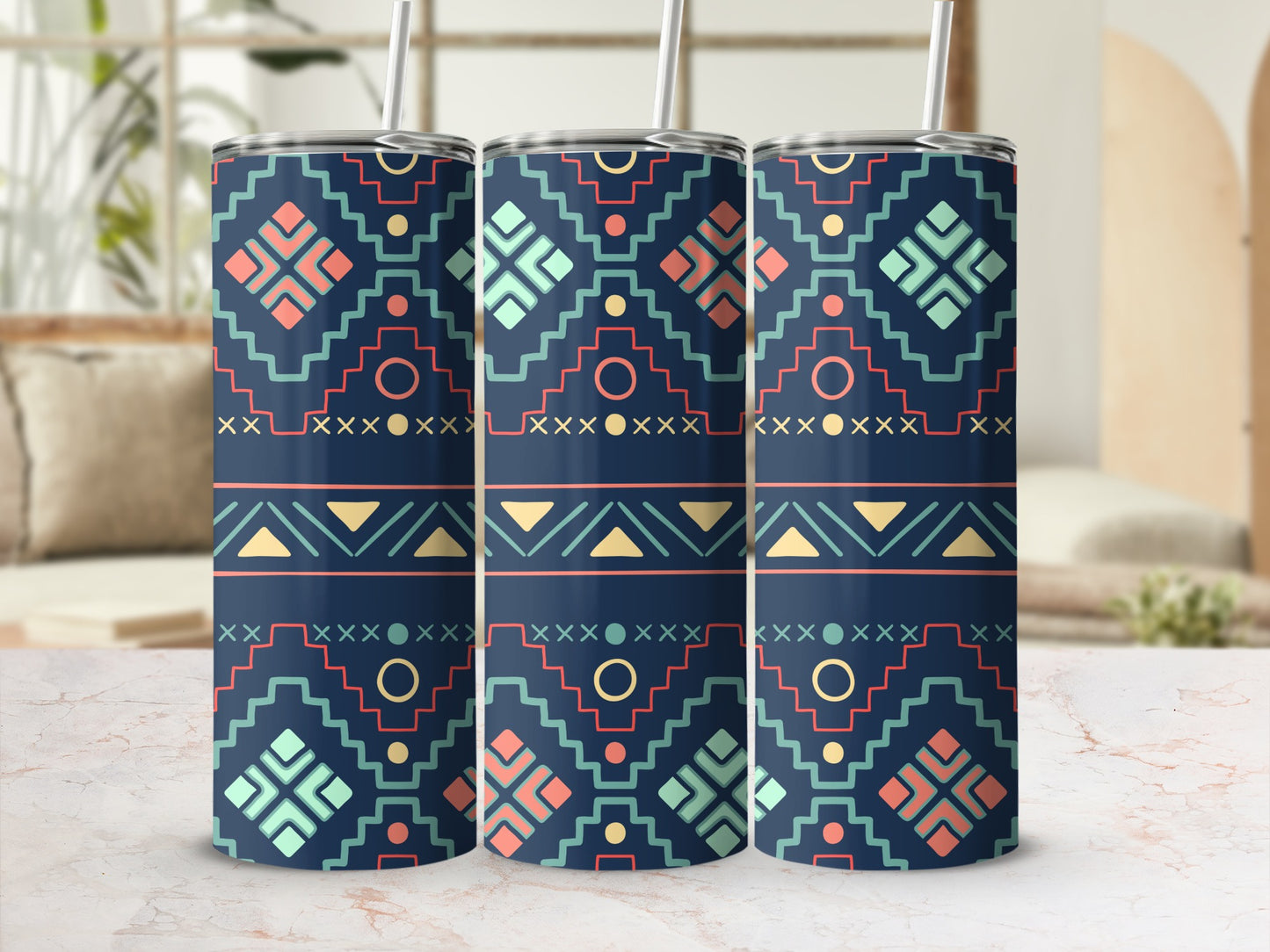 Vibrant Geometric Pattern Design Tumbler