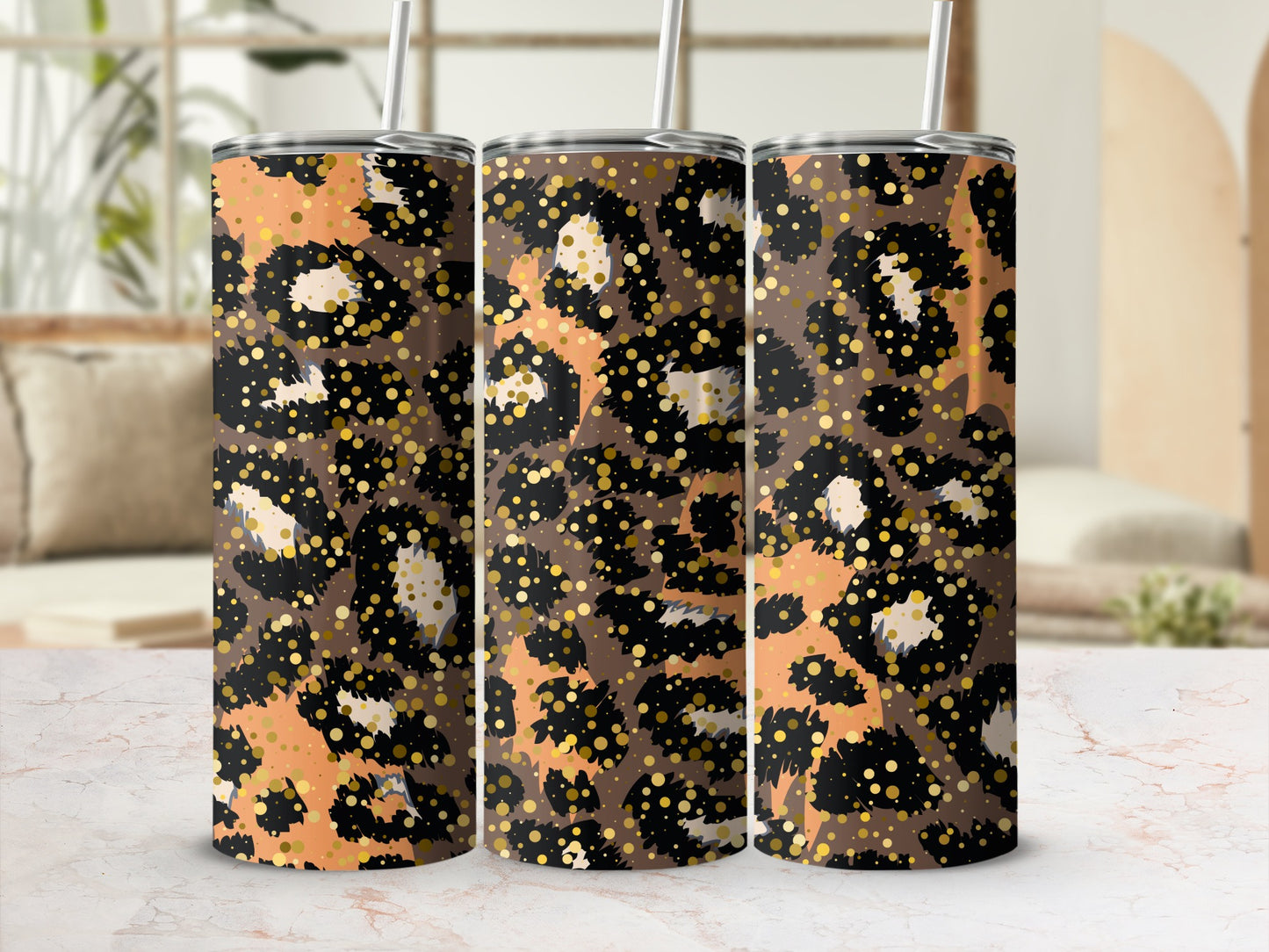 Leopard Print Pattern Insulated Tumbler Cup