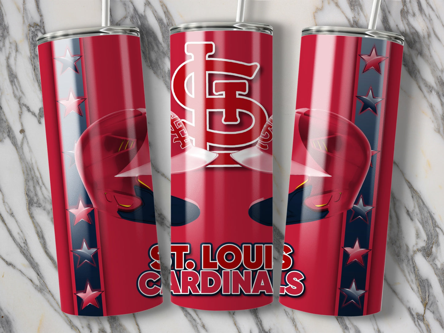 St Louis Cardinals Baseball Helmets Stars and Stripes Tumblers