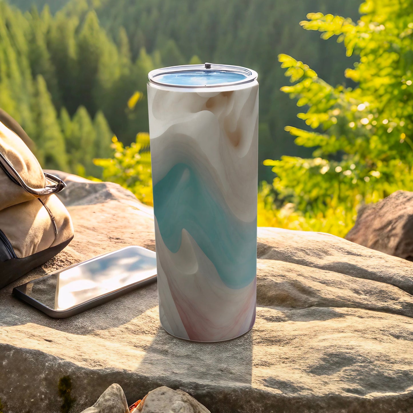 Marbled Cream Aqua White Abstract Pattern product type