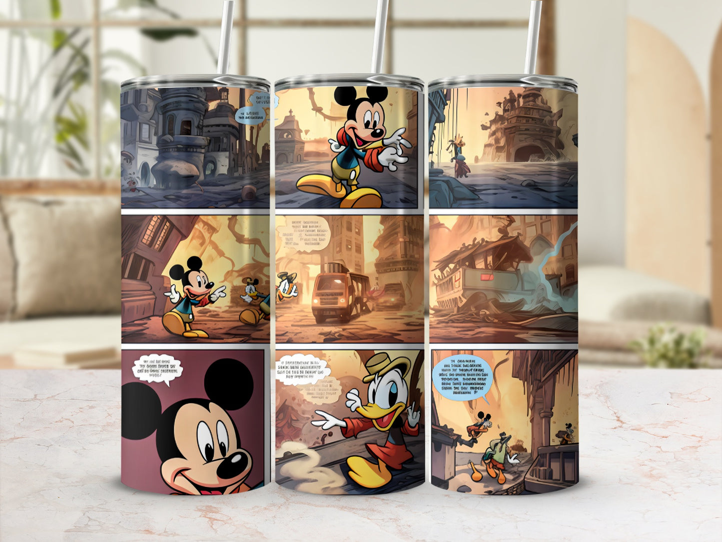 Classic Cartoon Adventure Scene Stainless Steel Tumbler