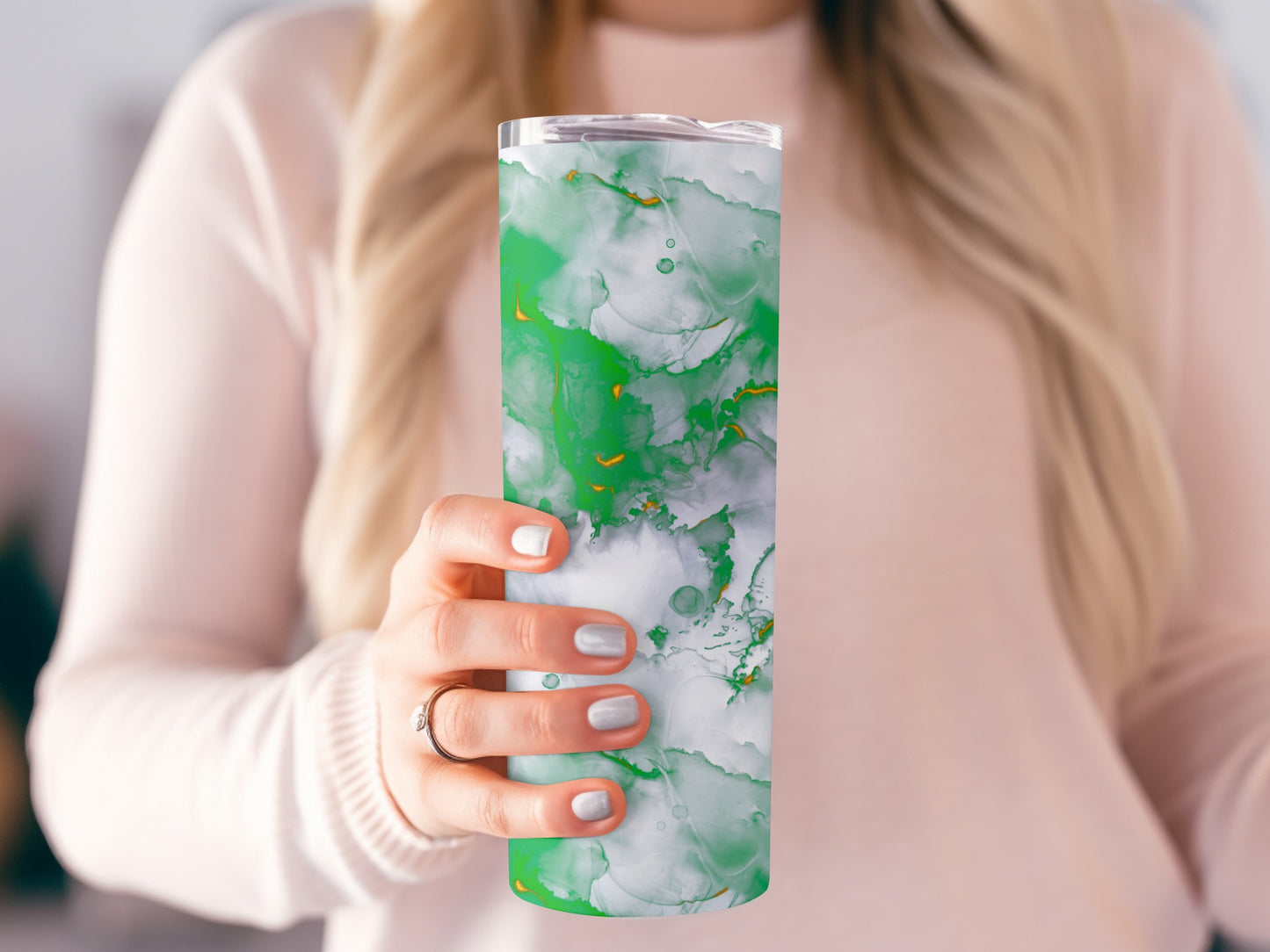 Green Gold Swirls Abstract Design For Your Drinkware Tumblers