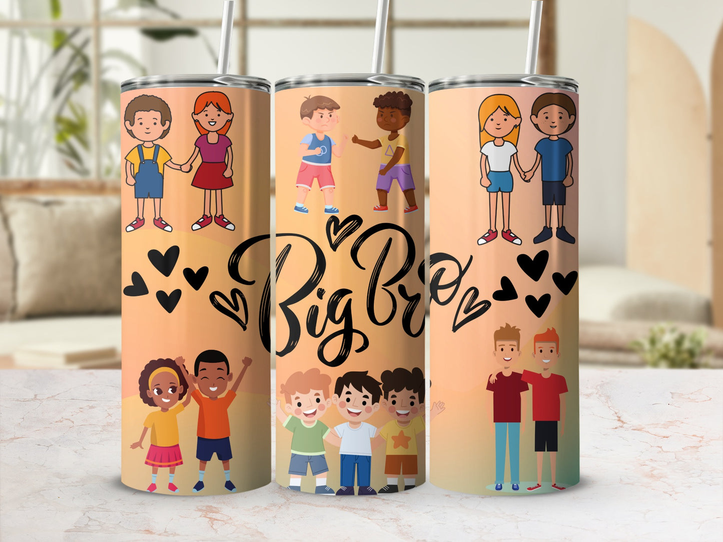 Big Bro Themed Tumbler with Cartoon Kids Design