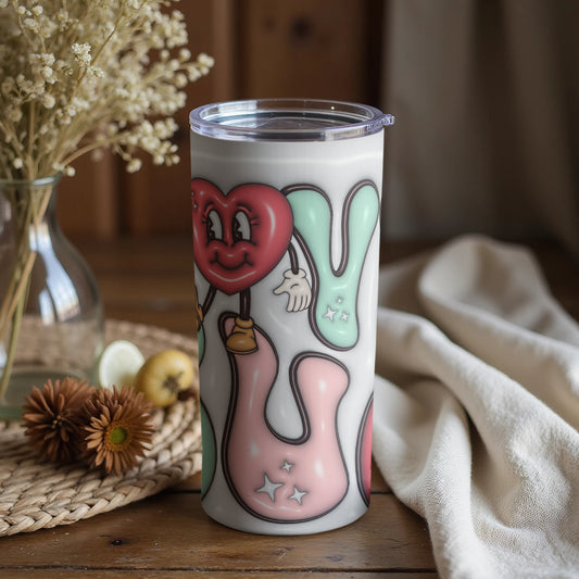 Cute Heart and Star Print Tumbler with Lid