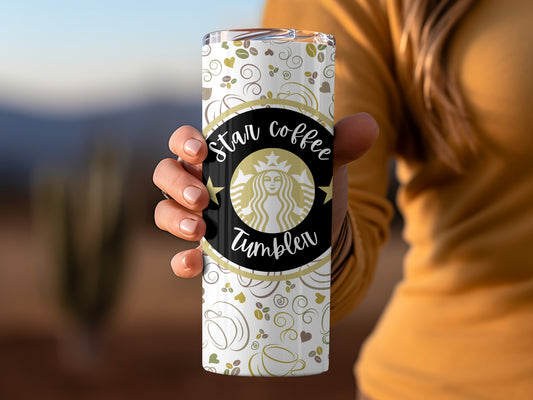 Stylish Star Coffee Tumbler with Swirl Design