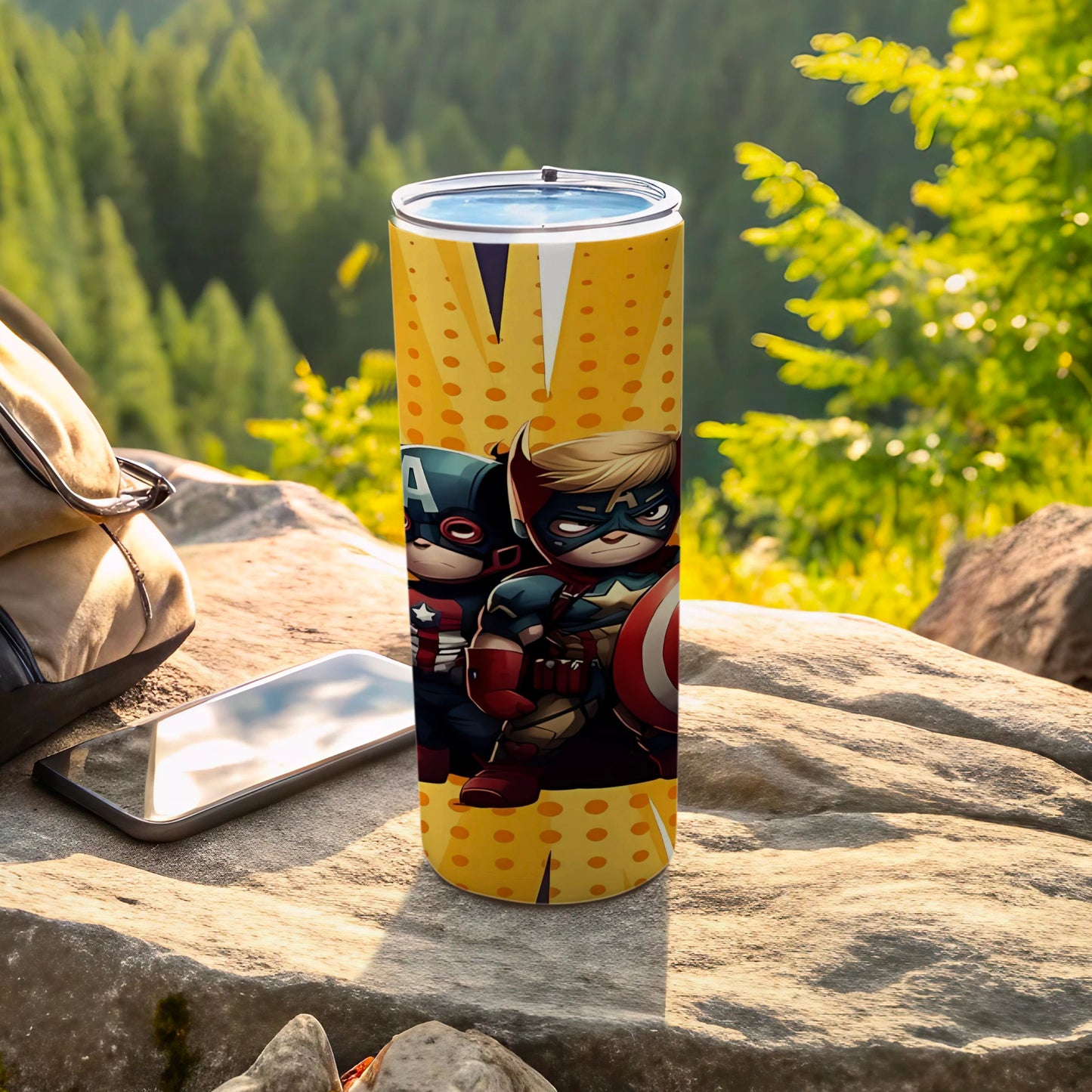 Superhero Duo Inspired Tumbler with Vibrant Design