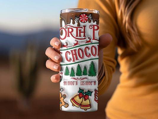 North Pole Hot Chocolate Themed Tumbler Cup
