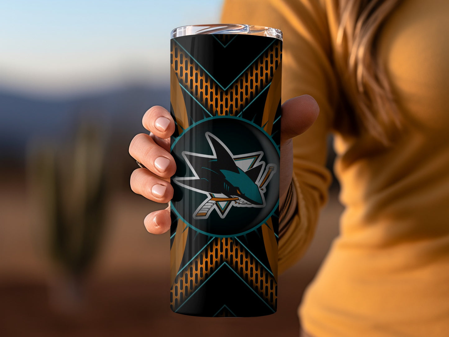 San Jose Sharks Team Logo Pattern Orange Tumblers