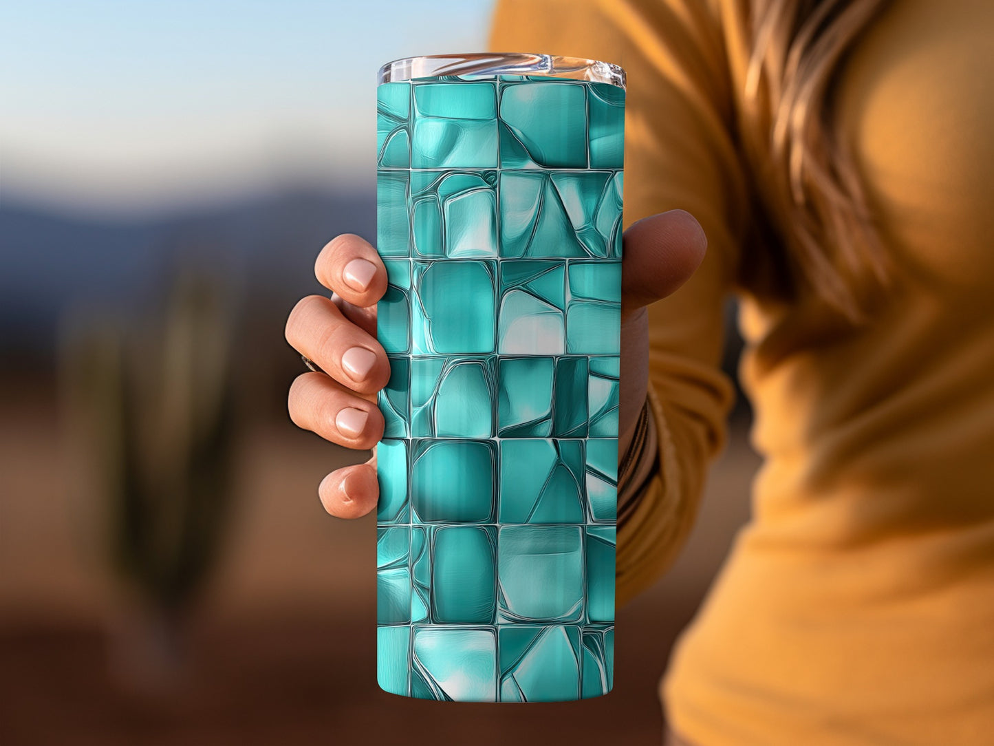 Turquoise Cubes Design Elegant Modern Look Tumblers