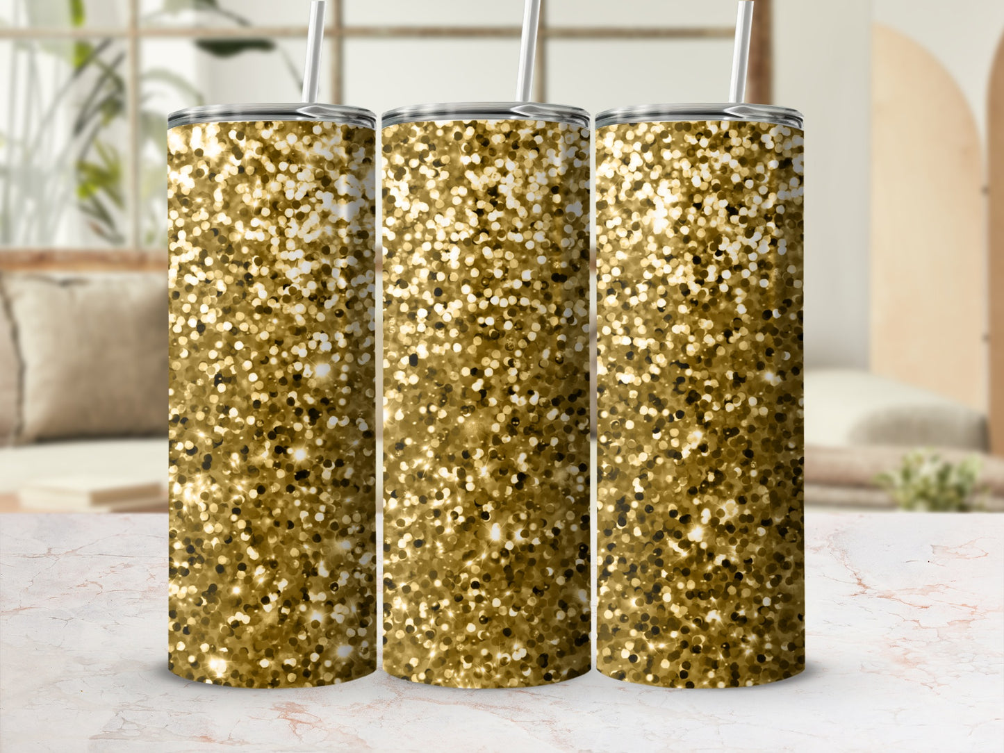 Sparkling Gold Glitter Design Tumbler product