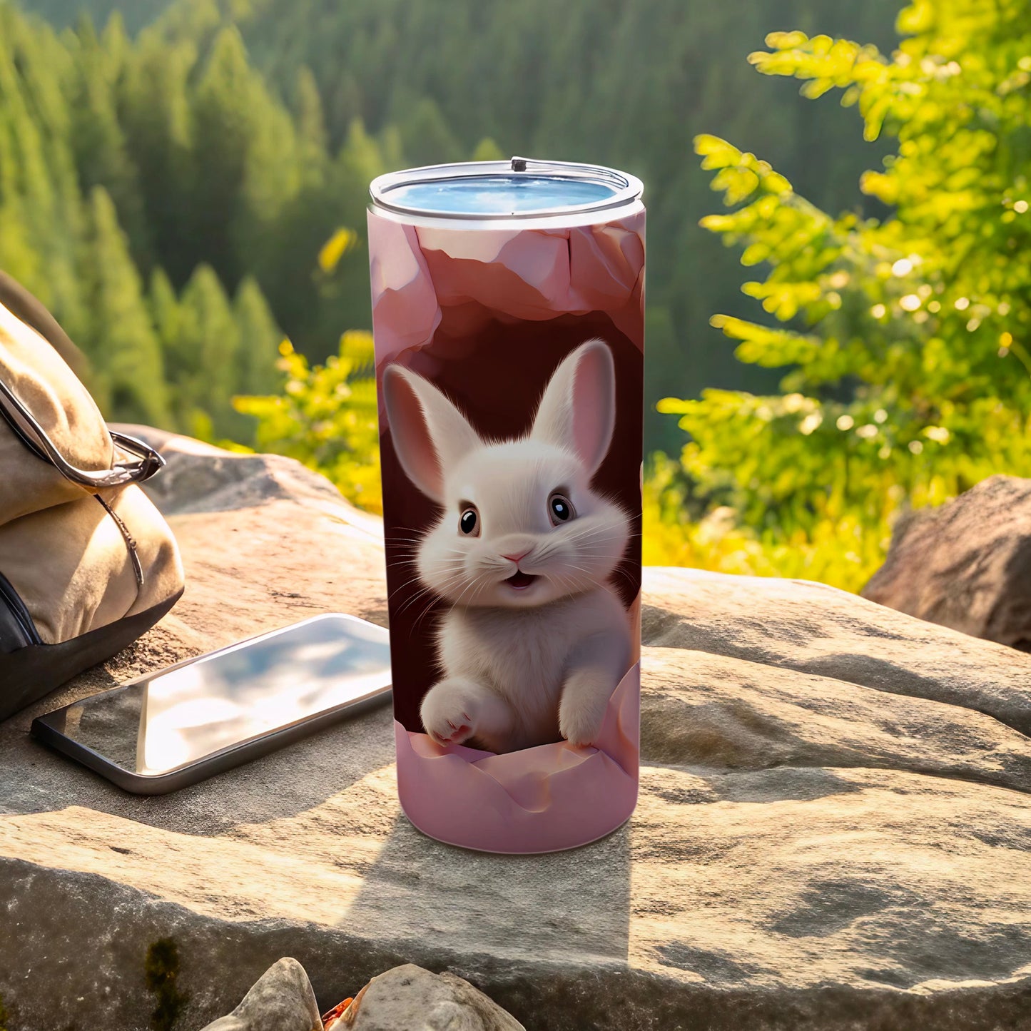 Adorable Bunny Design Insulated Tumbler Travel Mug