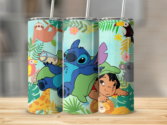 Colorful Cartoon Characters Jungle Theme Tumbler