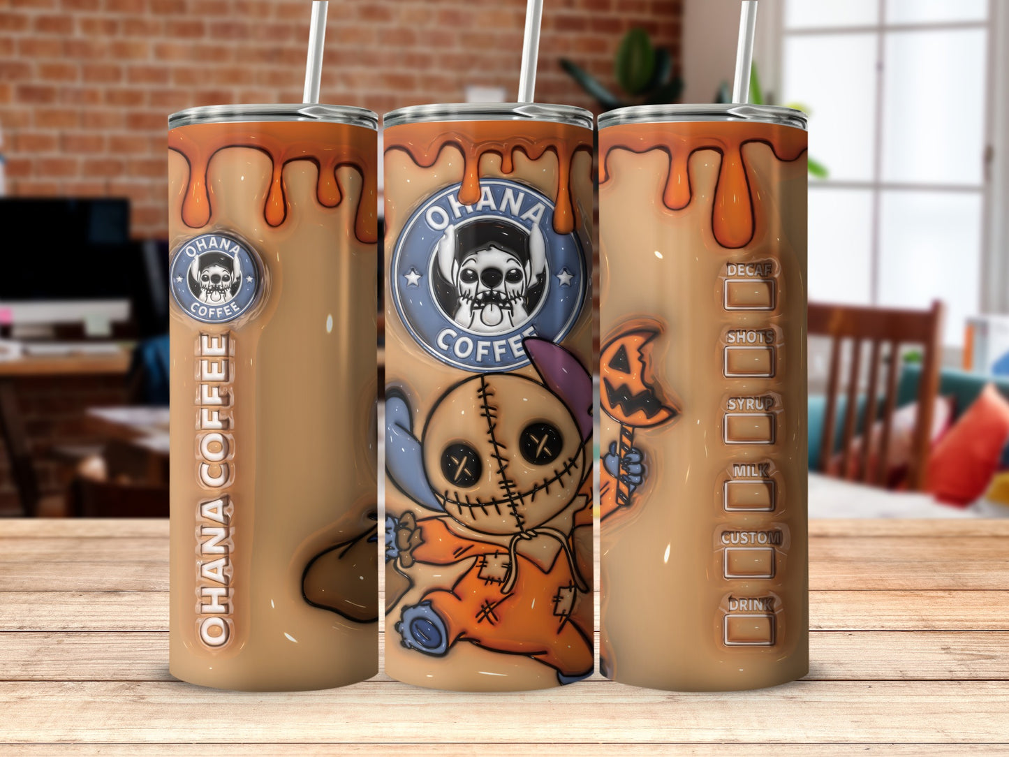 Spooky Halloween Coffee Tumbler with Skeleton Art Design