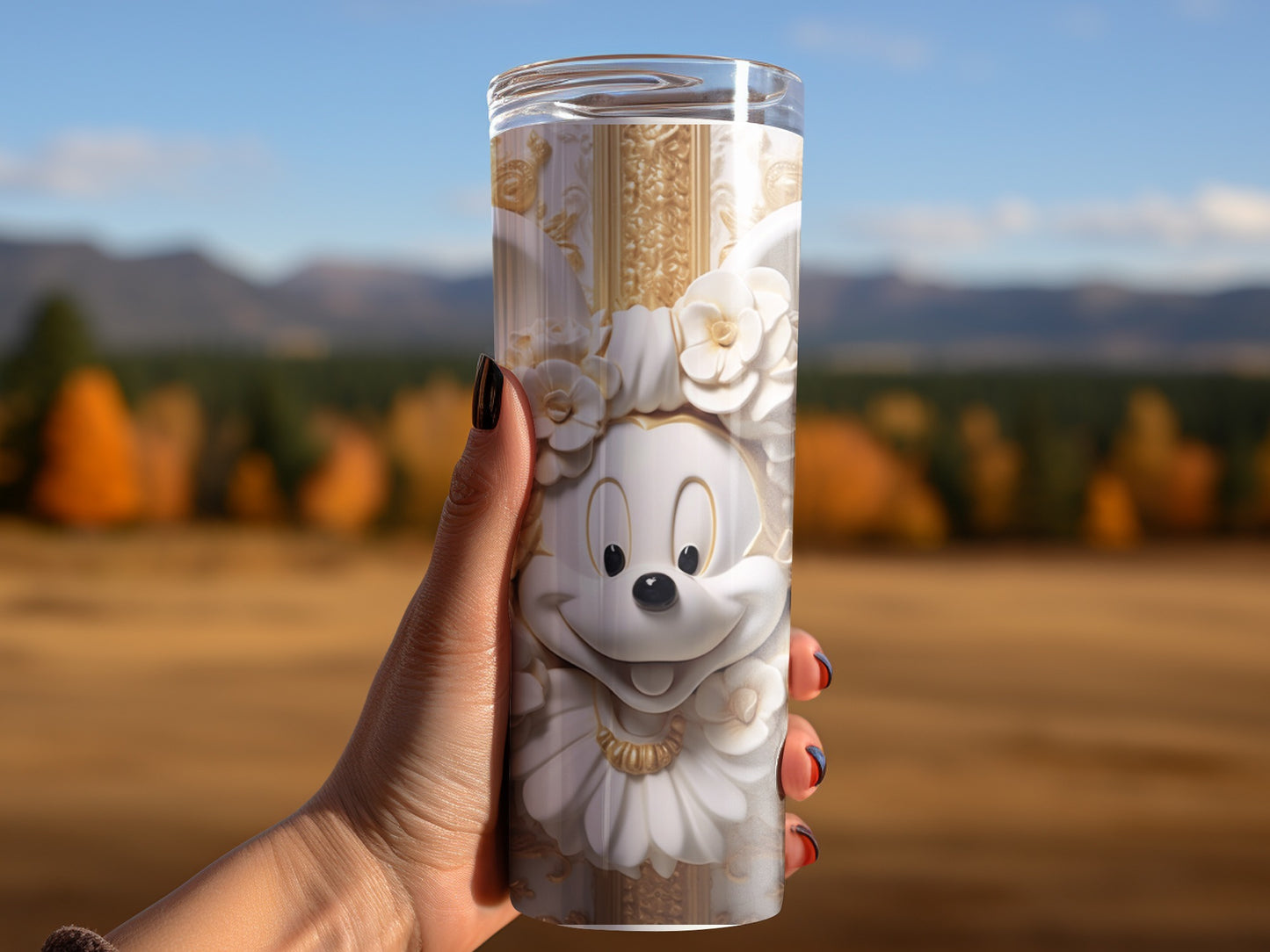 Elegant Floral Mouse-Themed Drinkware Tumbler