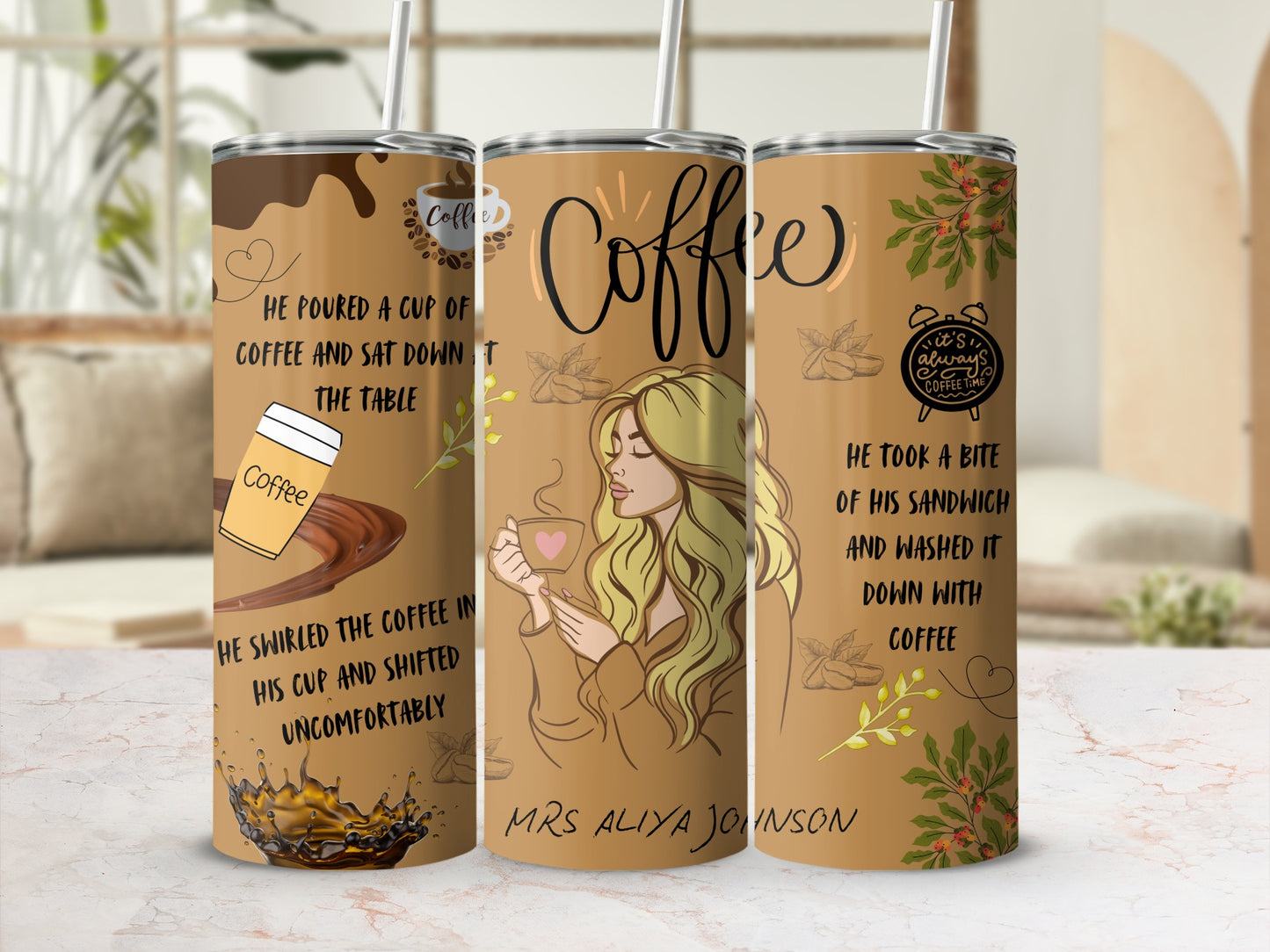 Personalized Coffee Lover Tumbler with Custom Name