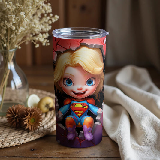 Cute Cartoon Superhero Character Travel Tumbler