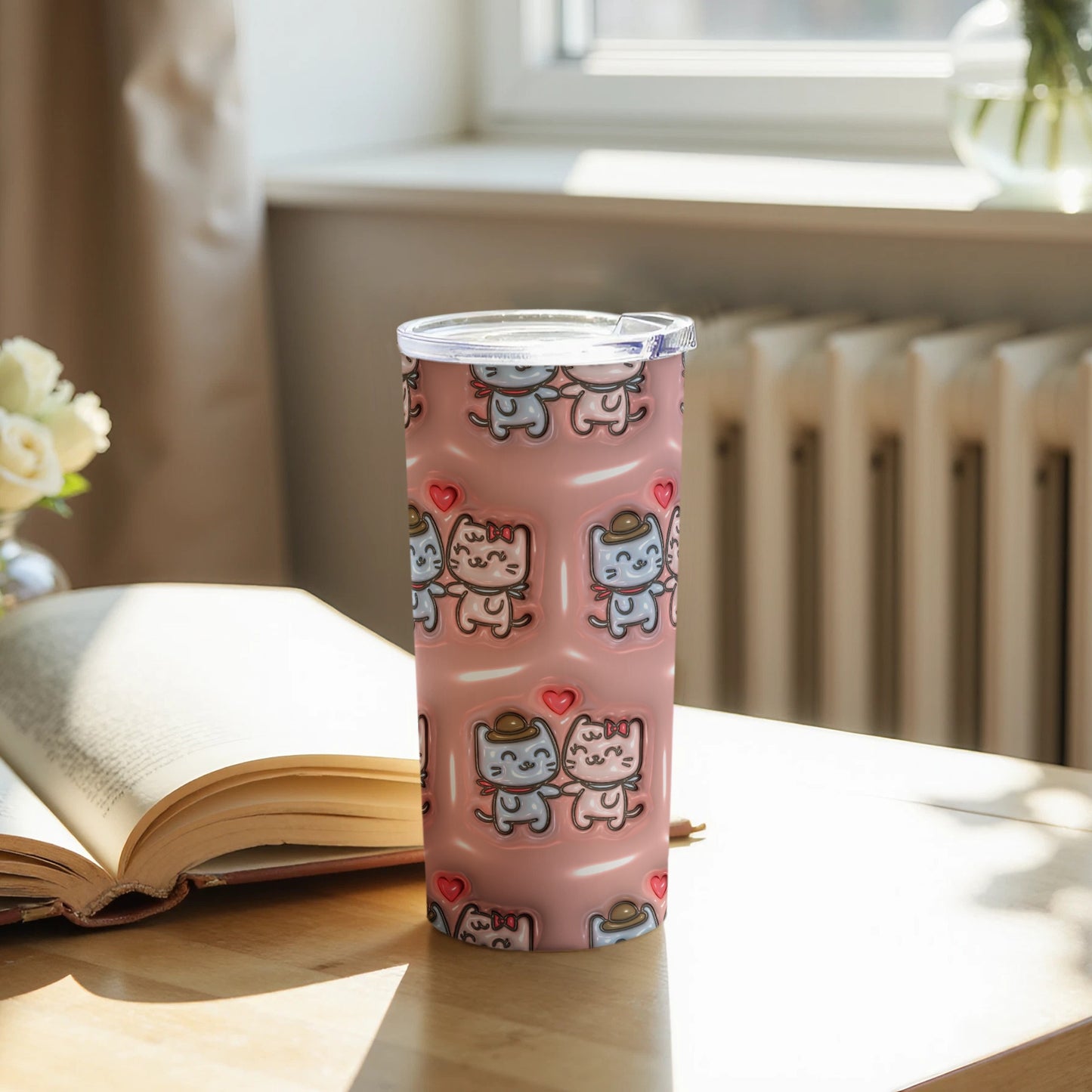 Adorable Cat Patterned Tumbler for Cats Lover