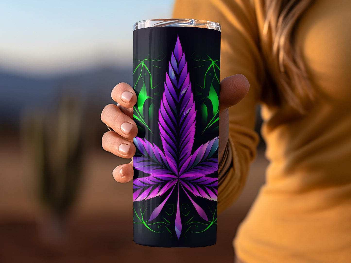 Colorful Leaf Design Insulated Travel Tumbler Cup