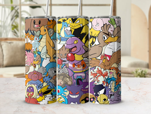 Colorful tumbler with fun whimsical character design