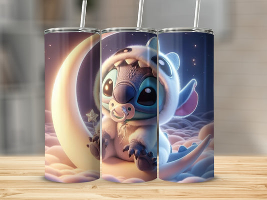 Adorable Baby Alien With Moon Design Tumbler Cup