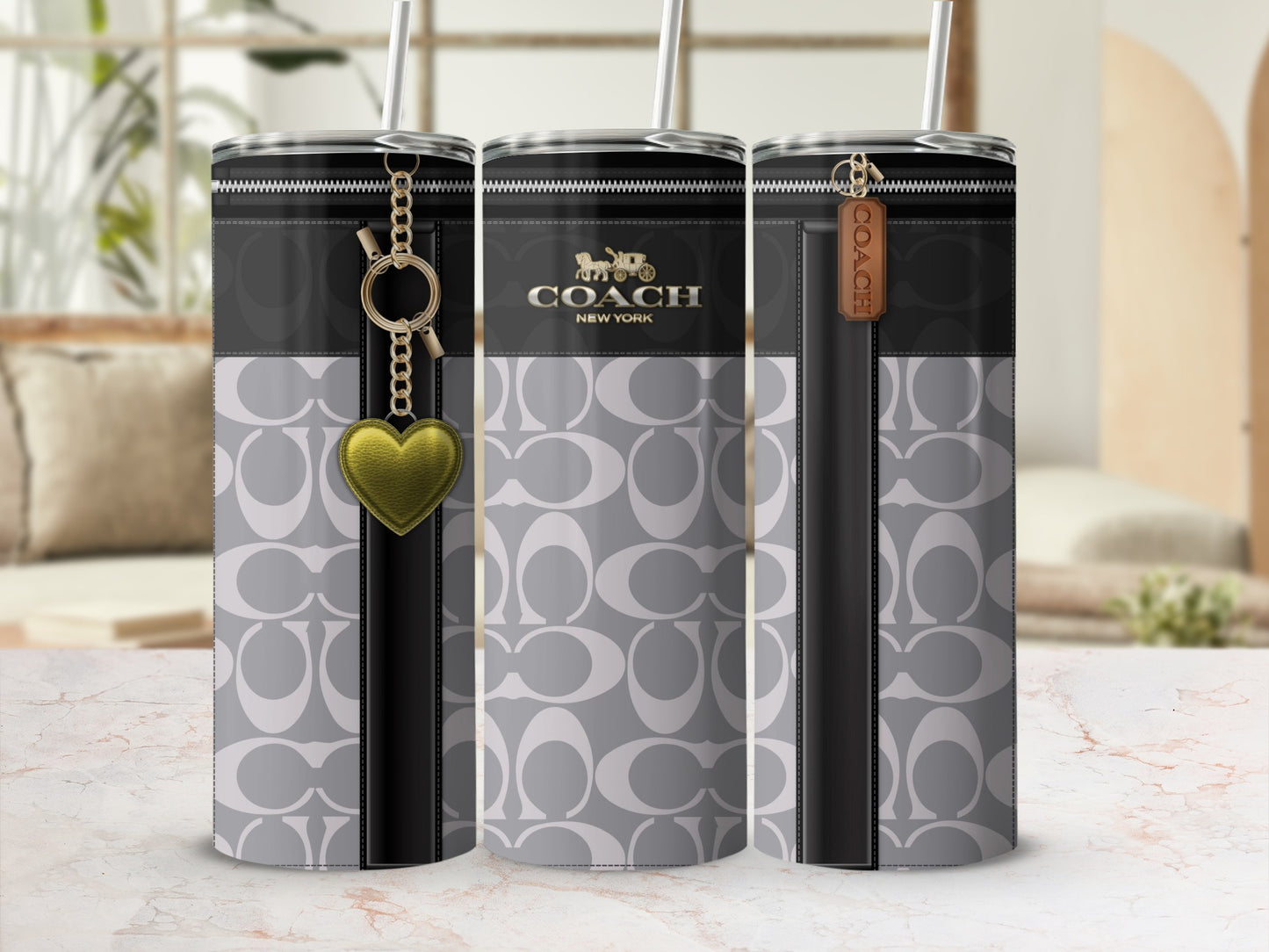Coach Branded Tumblers with Stylish Zipper Design