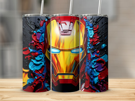 Colorful Iron Man Abstract Design Tumbler