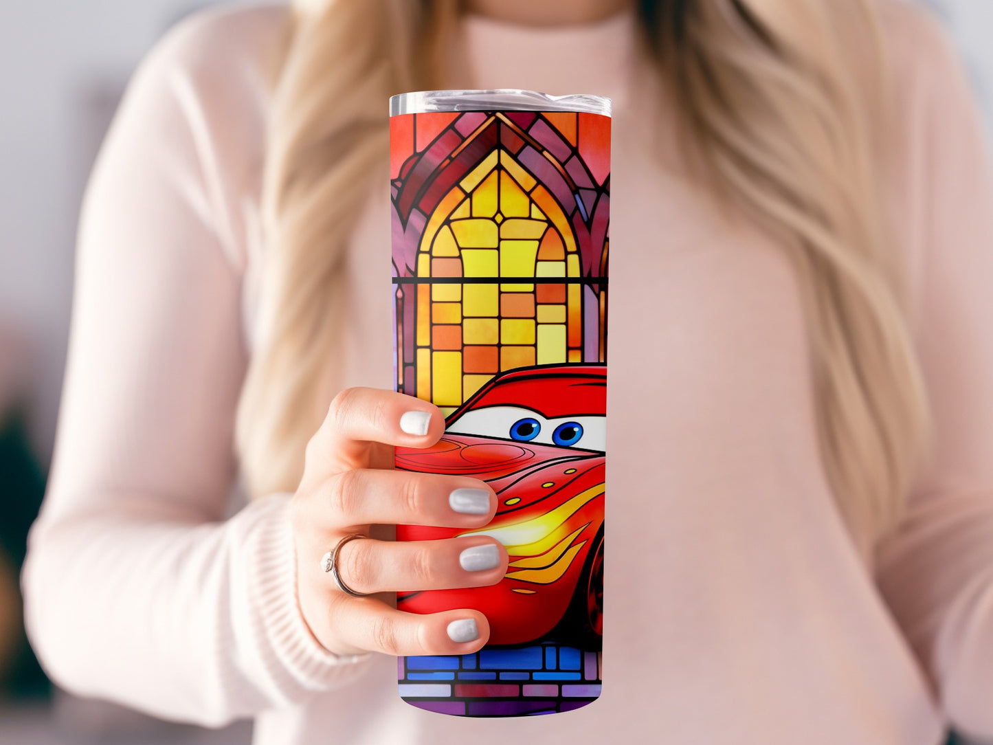 Colorful Stained Glass Car Design Insulated Tumbler