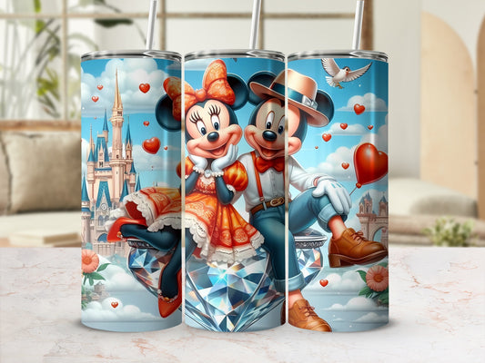 Mickey and Minnie Heart Castle Design Tumbler