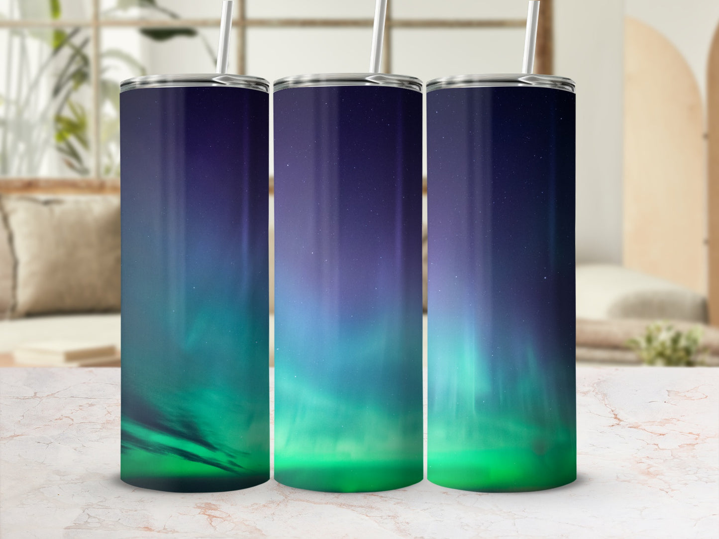 Northern Lights Aurora Borealis Design Tumbler Cup
