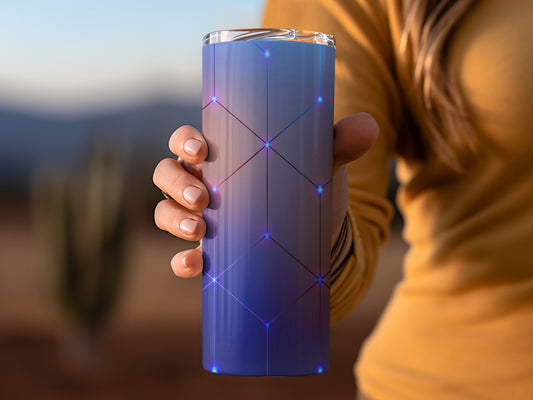 Abstract Geometric Lines with Blue Lights Design Tumblers