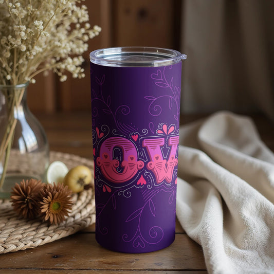 Floral Purple Owl Design Insulated Tumbler Product