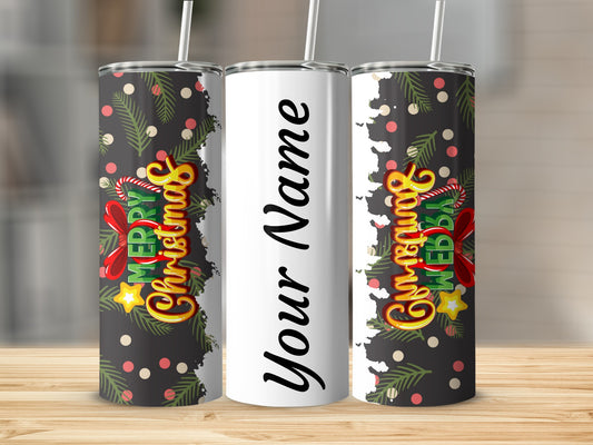 Personalized Merry Christmas Your Name Tumbler