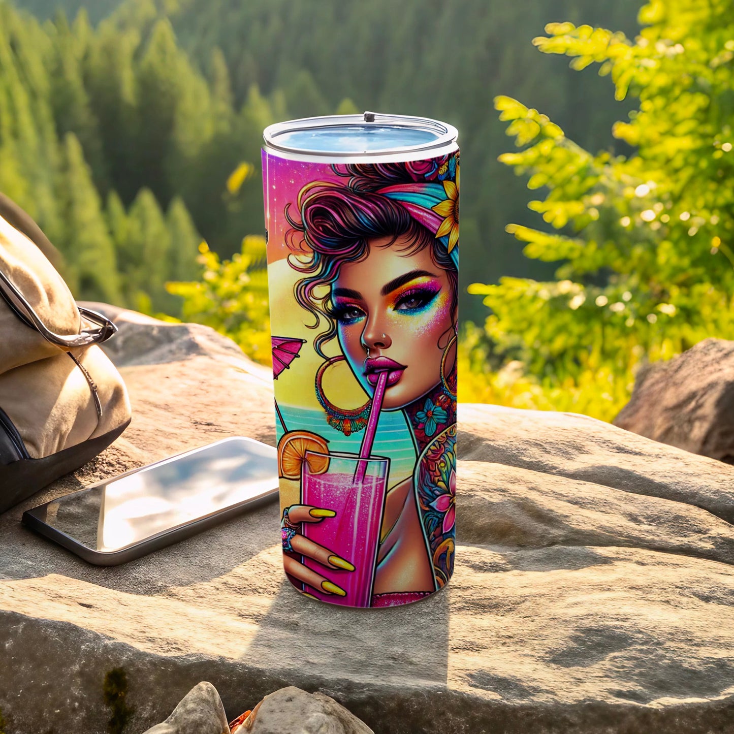 Vibrant Colorful Woman Cocktail Design Tumbler product type
tumbler, colorful, woman art, cocktail design, vibrant illustration, drinkware, beverage container, artistic print, pink drink, summer style, unique gift, glam look, fashion artwork, pop art, statement piece, beautiful woman, custom tumbler, trendy design, eye catching, travel mug