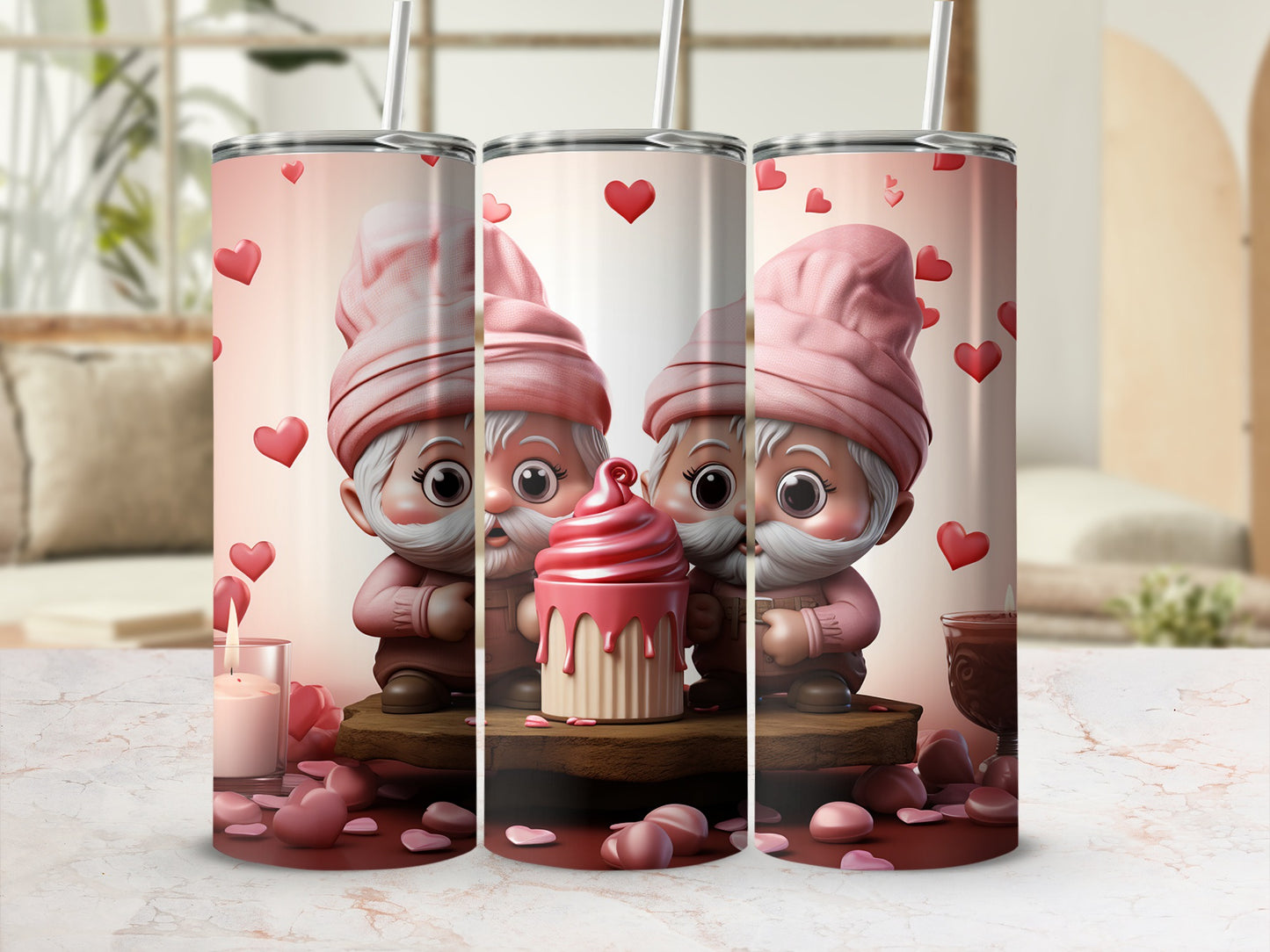 Valentine's Gnome Graphic Tumbler for Gift Occasions