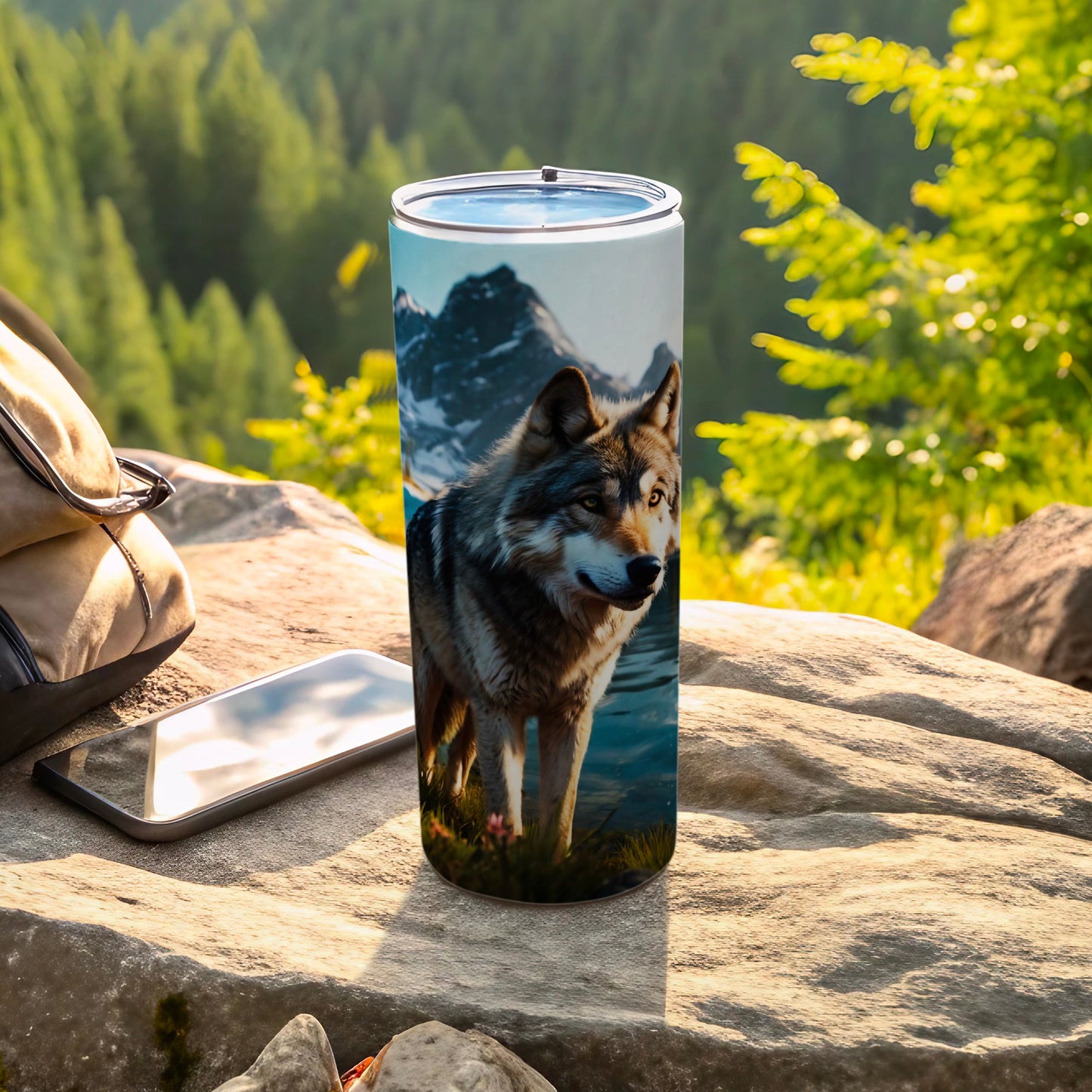 Majestic Wild Wolf Mountain Lake Outdoor Product
