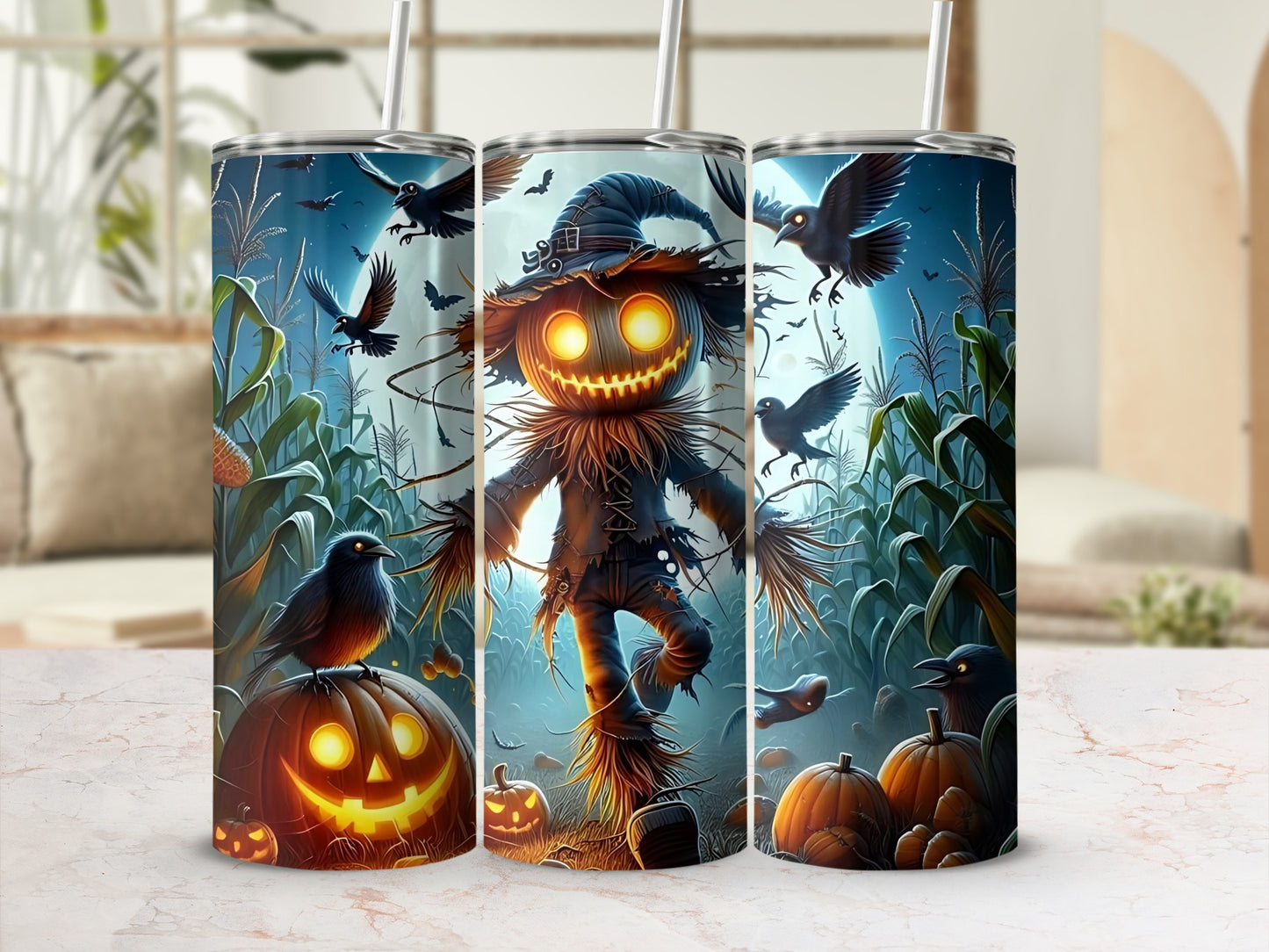 Creepy Scarecrow Themed Halloween Tumbler