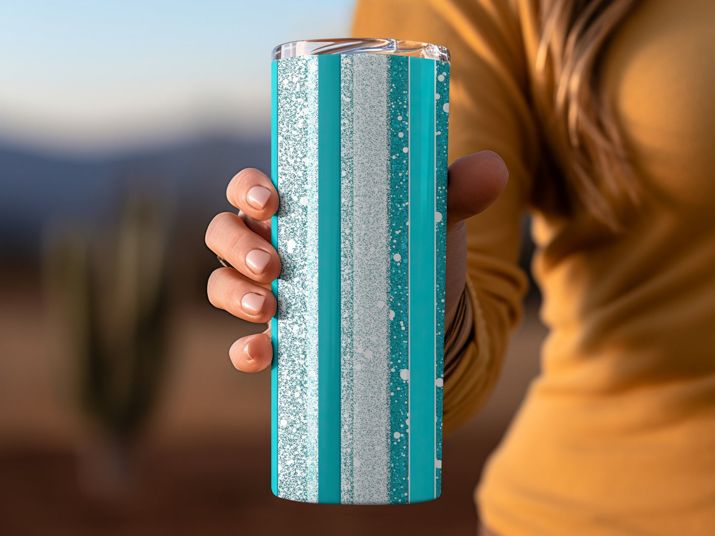 Turquoise Stripes And Spots Pattern Great For Designs Tumblers