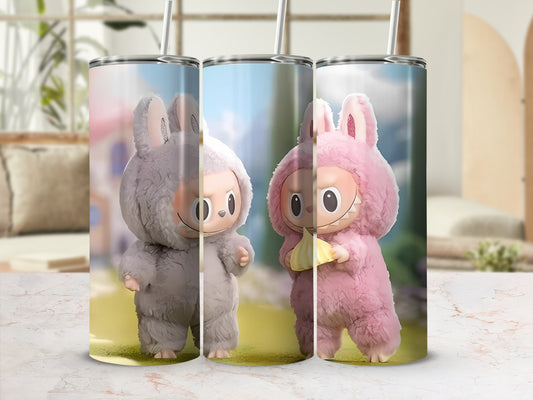 Cute Cartoon Bunny and Bear Design Insulated Tumbler