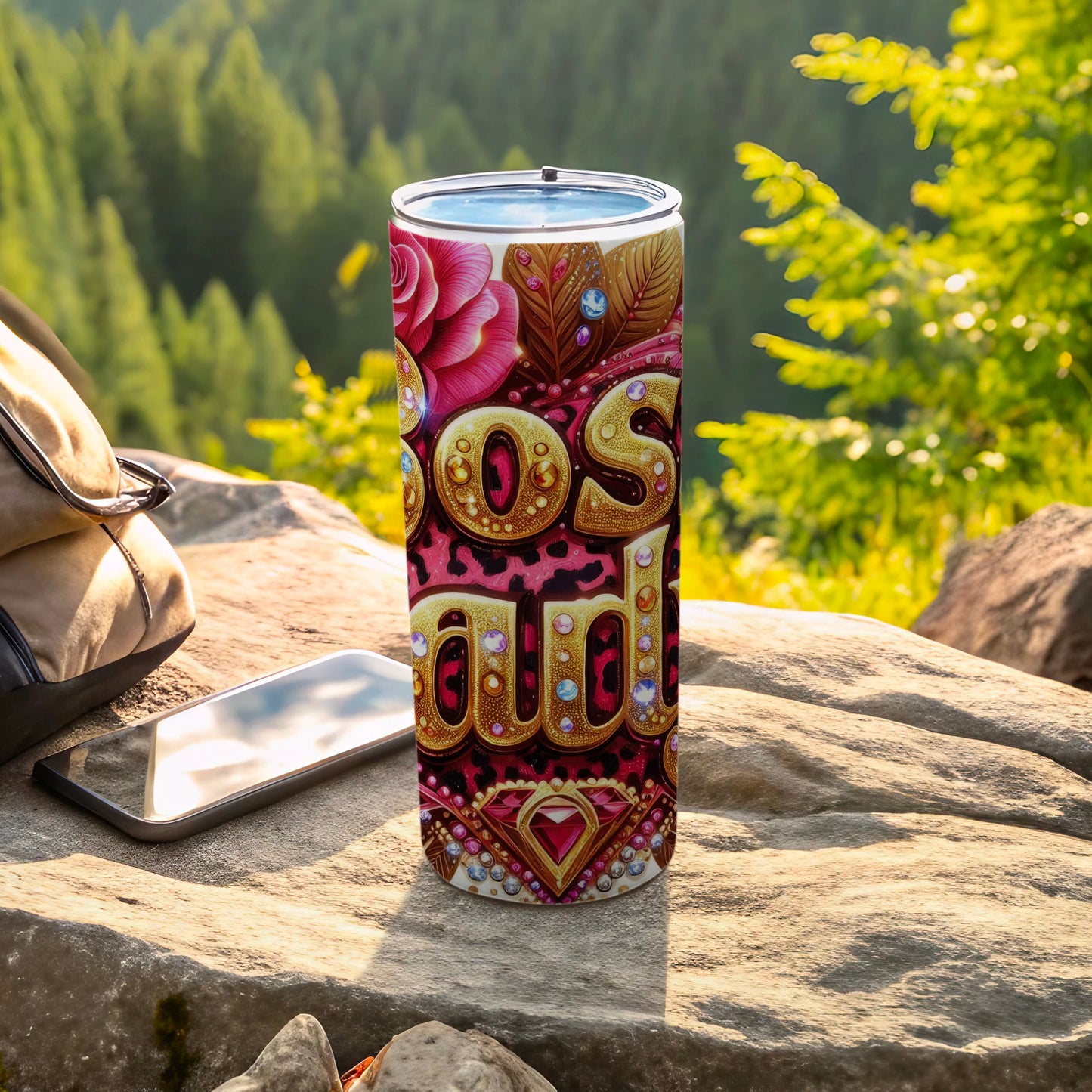 Vibrant Decorative Tumbler with Bold Artistic Design
