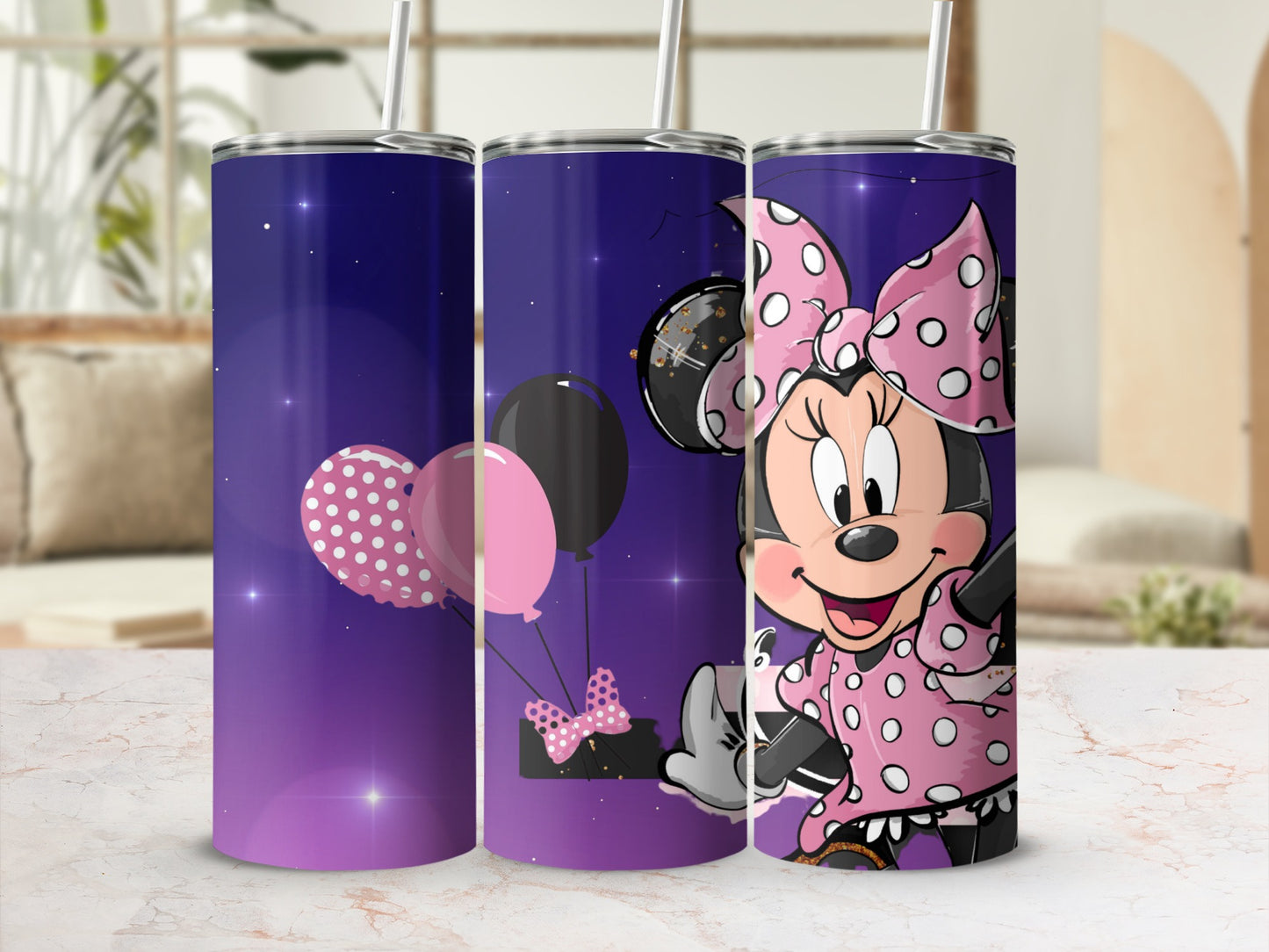Minnie with Balloons on Purple Background product