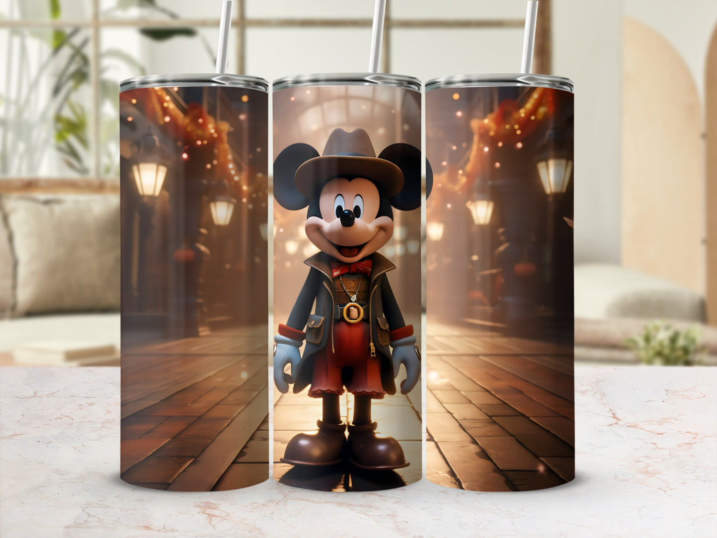 Mickey Mouse Cowboy Design Stainless Steel Tumbler
