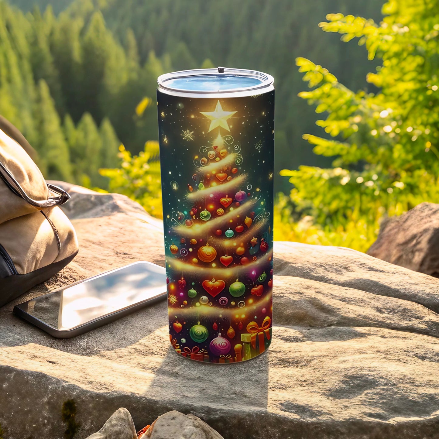 Festive Christmas Tree Design Tall Insulated Tumbler