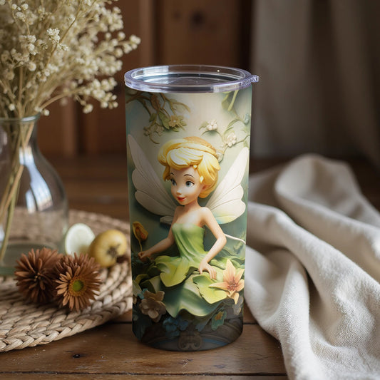 Fairy With Flowers Design Insulated Tumbler Cup
