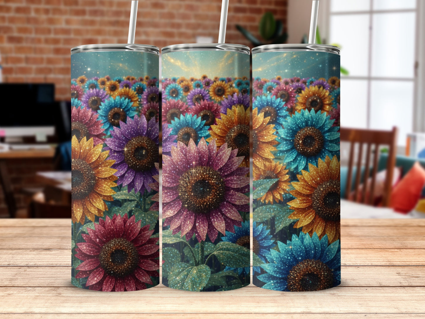 Colorful Sunflower Design Stainless Steel Tumbler