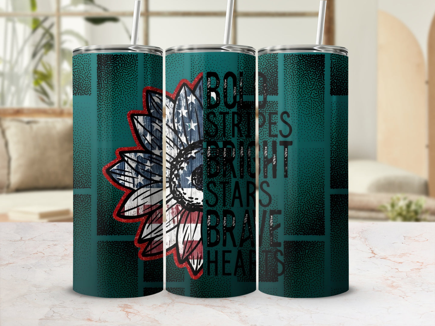 Bold Stripes Bright Stars Brave Hearts Tumbler Product